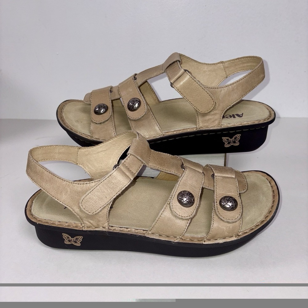 Alegria Kleo Leather Sandals Slingback Tan Sz EU 41/US 10-10.5 Adjustable Straps